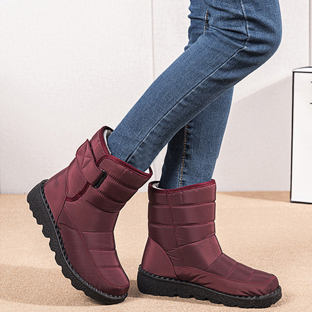 Damen High Top wasserdichte Baumwollschuhe Fleece-Schneestiefel mit Kl