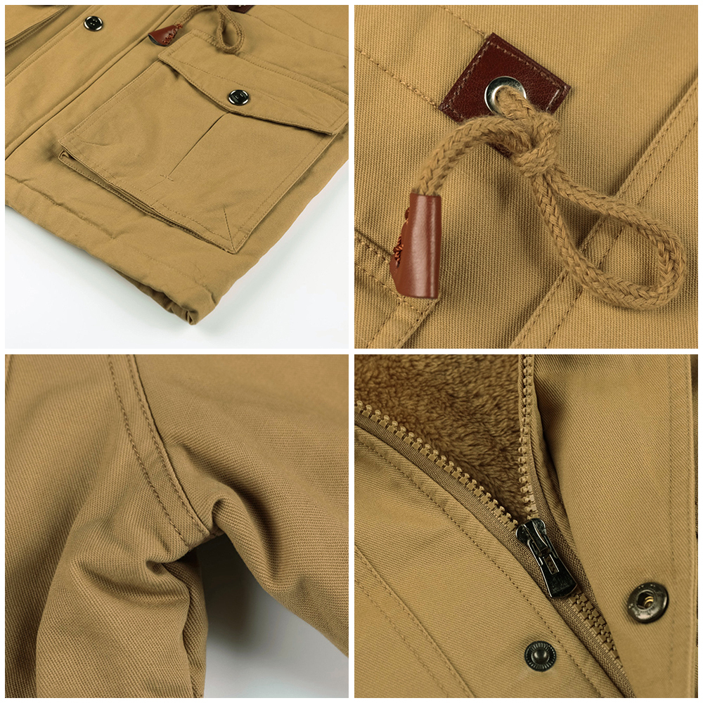  Neue Wolljacke mit mehreren Taschen für Herren