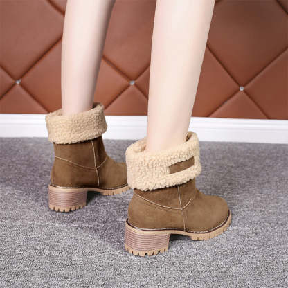 Neue trendige dicke, warme Martin-Stiefel mit runder Zehenpartie