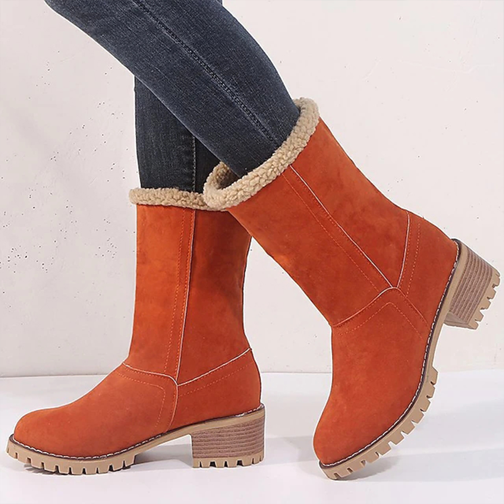 Neue, mit Kaschmir gefütterte, mittelhohe Baumwollstiefel für Damen