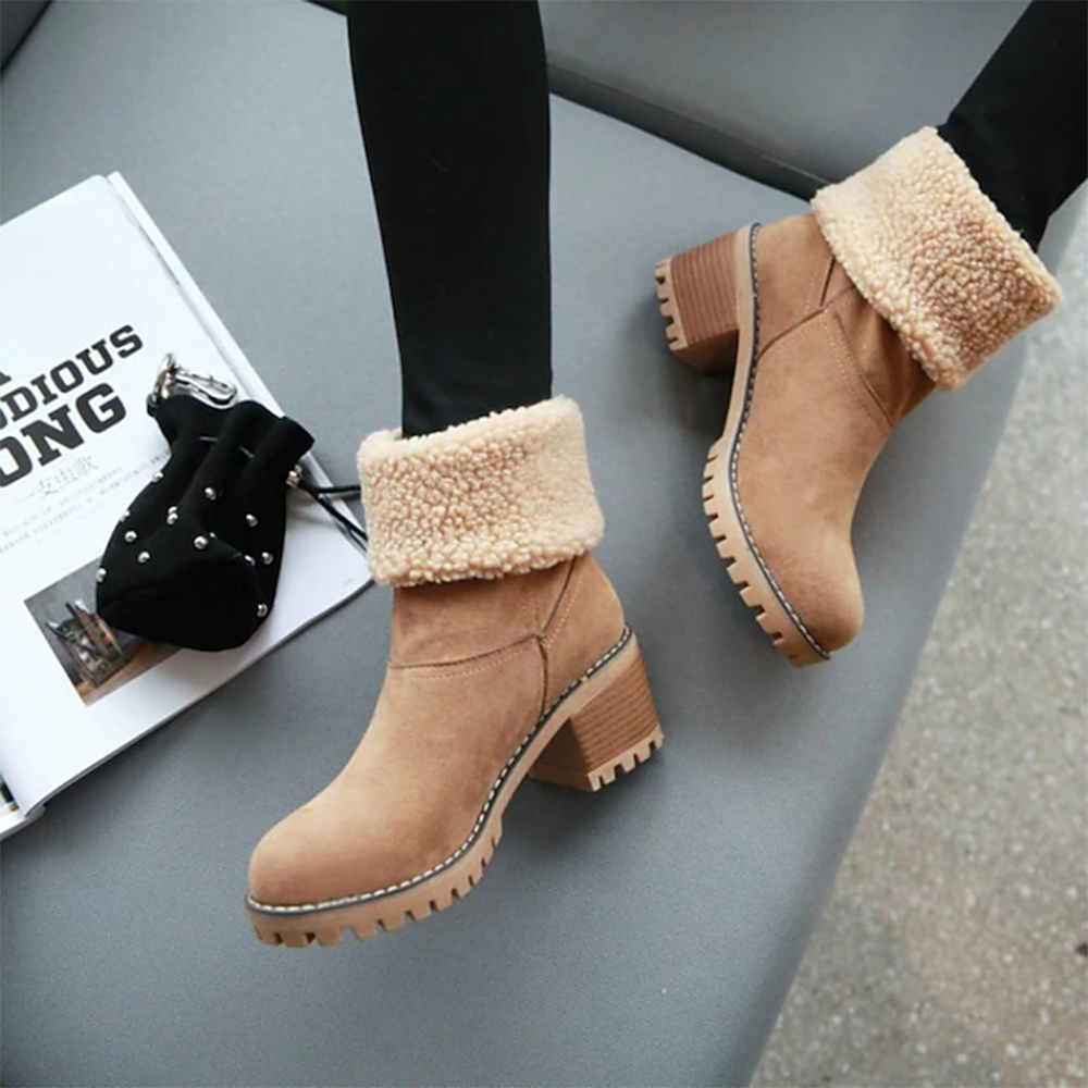 Neue, mit Kaschmir gefütterte, mittelhohe Baumwollstiefel für Damen