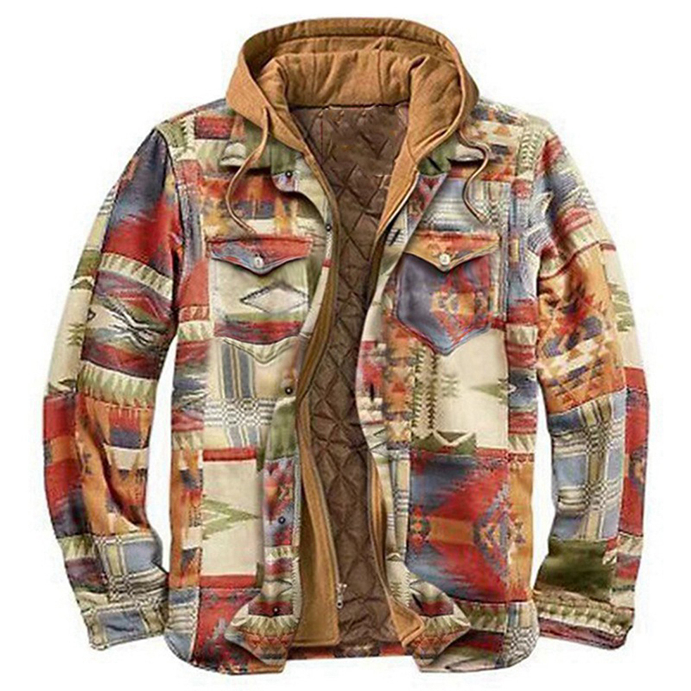  Herrenjacke voller Persönlichkeit aus Fleece und dickem Farbmuster mit Karomuster