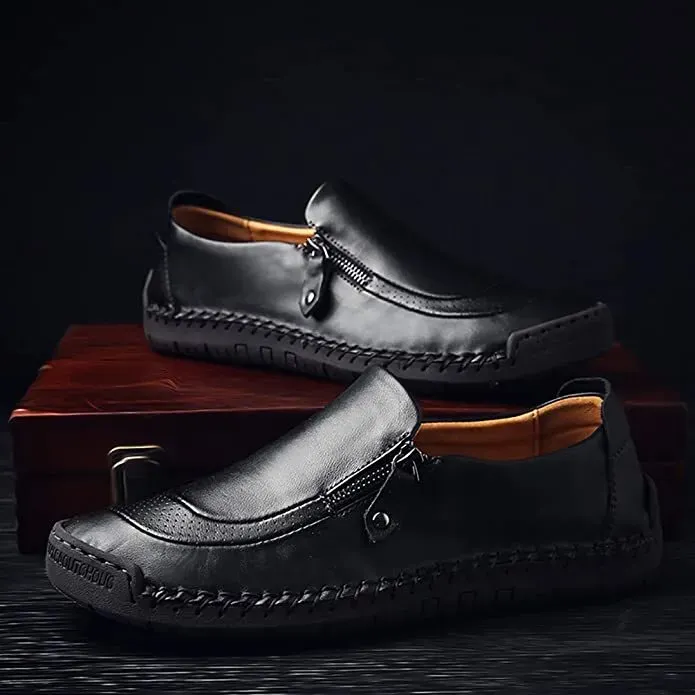 🔥Diese Woche Sale 70 % RABATT🔥Lässige, bequeme Leder-Slip-on-Loafer für Herren mit seitlichem Reißverschluss, bequeme orthopädische Wanderschuhe