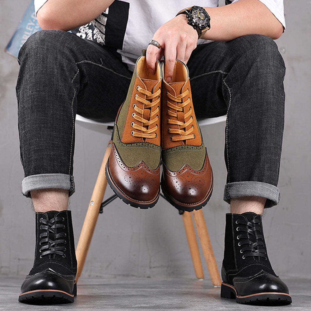 Neue hohe rutschfeste warme Lederstiefel für Herren