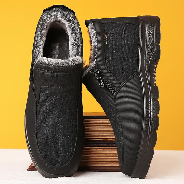 Orthopädische warme Schneestiefel für Herren, wasserdichte, rutschfeste Winter-Fleece-Schuhe