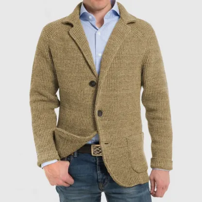 Elegante Herren-Strickjacke mit Reverstasche und langen Ärmeln