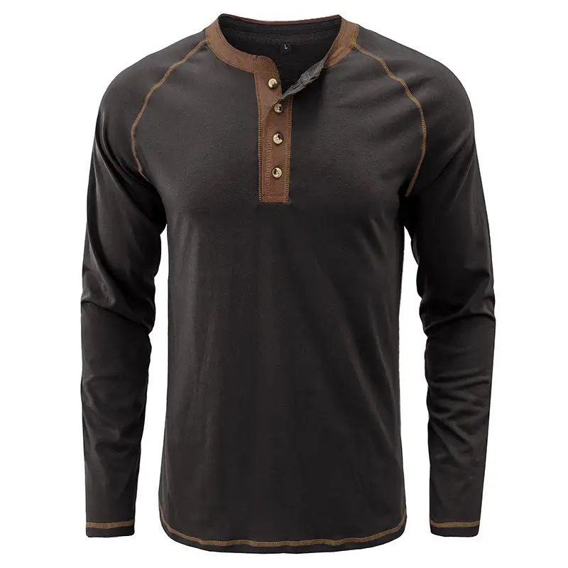 T-Shirt aus weichem Baumwollstoff mit Henley-Kragen