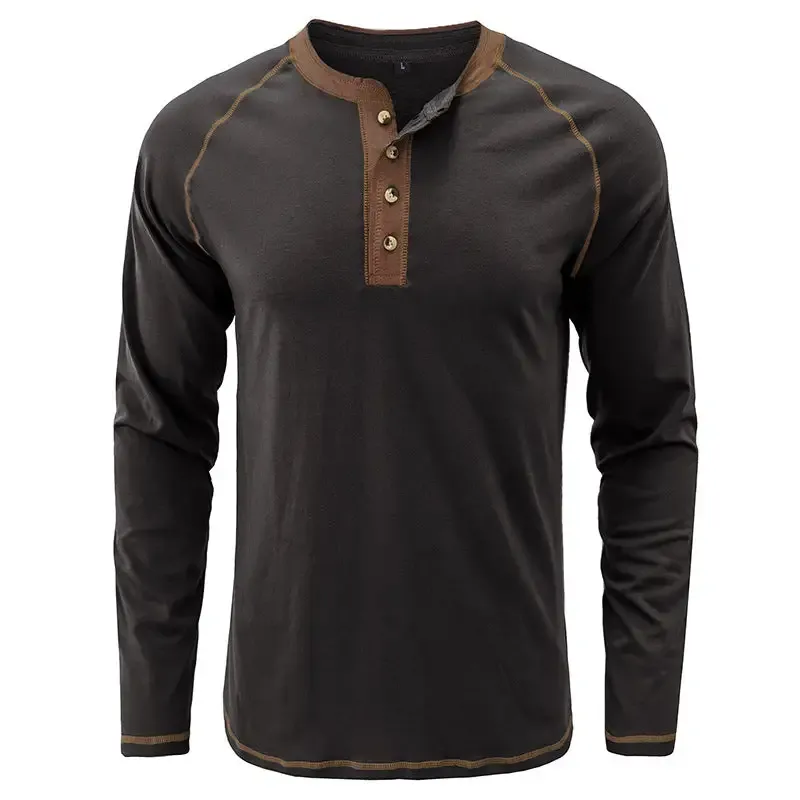T-Shirt aus weichem Baumwollstoff mit Henley-Kragen