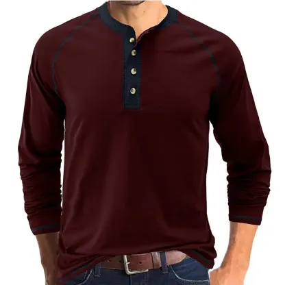 T-Shirt aus weichem Baumwollstoff mit Henley-Kragen