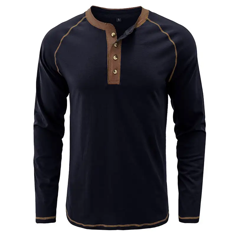 T-Shirt aus weichem Baumwollstoff mit Henley-Kragen