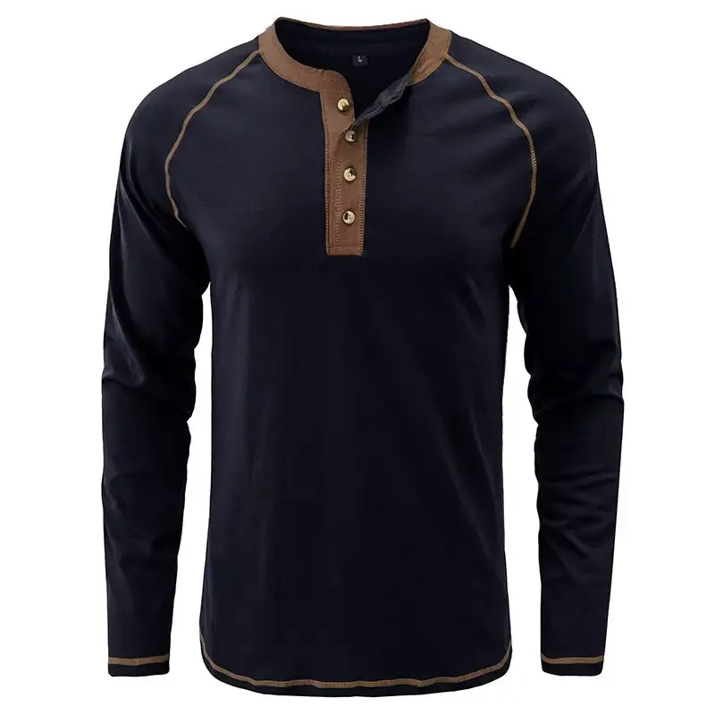 T-Shirt aus weichem Baumwollstoff mit Henley-Kragen