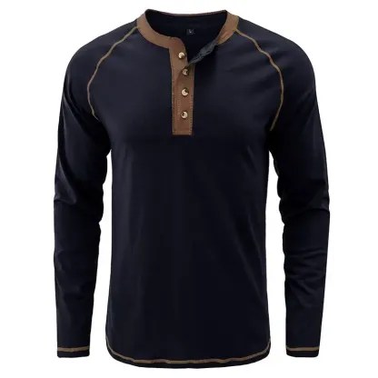 T-Shirt aus weichem Baumwollstoff mit Henley-Kragen