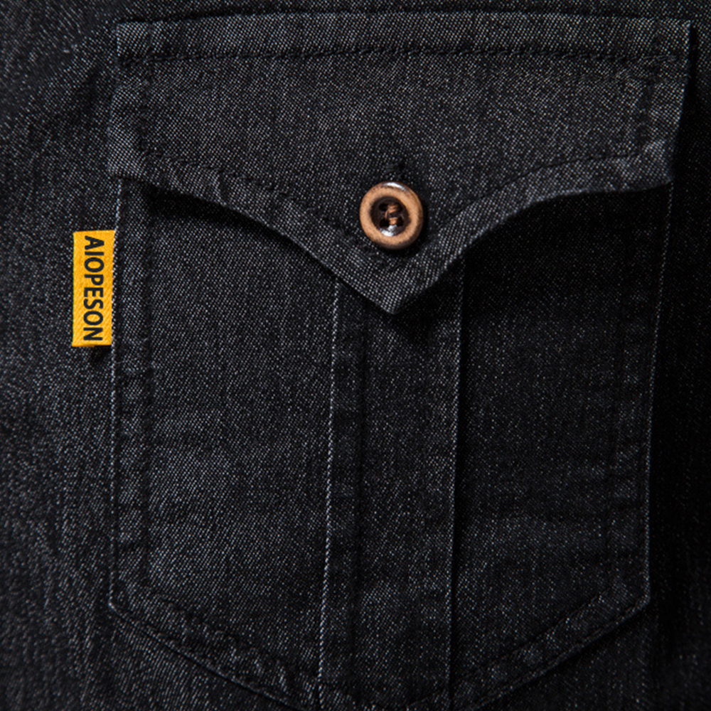 THERLING Klassisches, lässiges Jeanshemd für Herren mit langen Ärmeln
