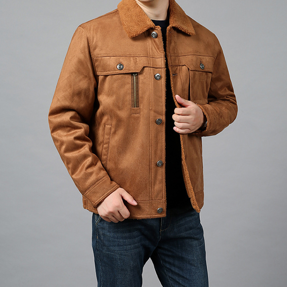  Herren-Winterjacke aus Plüsch-Wildleder