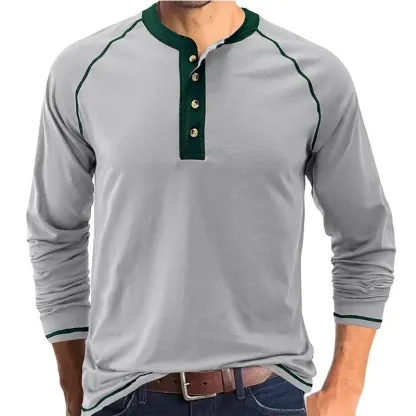 T-Shirt aus weichem Baumwollstoff mit Henley-Kragen