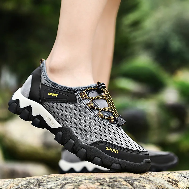 Atmungsaktive, rutschfeste Outdoor-Sneaker aus elastischem Mesh-Gewebe für Herren