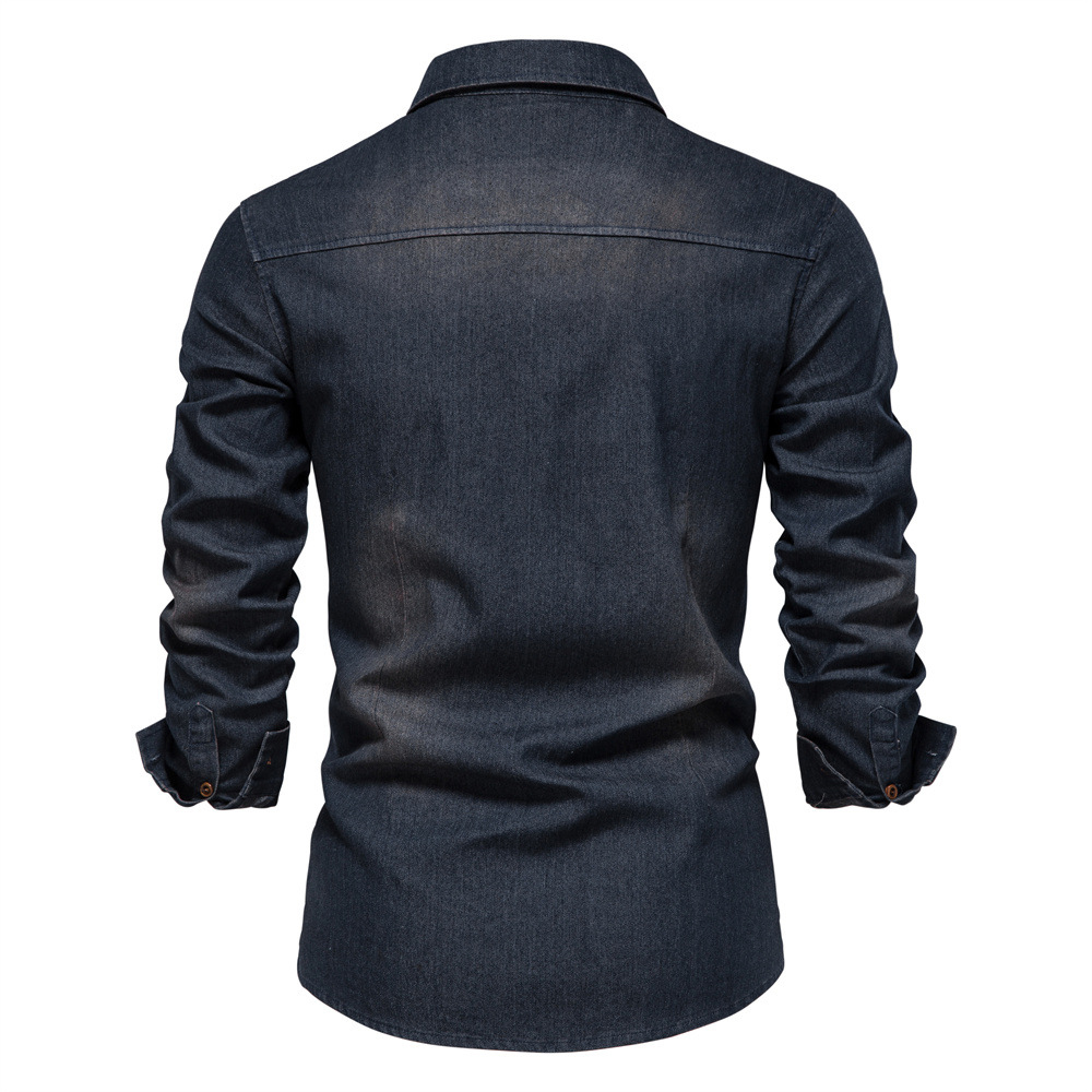 THERLING Klassisches, lässiges Jeanshemd für Herren mit langen Ärmeln