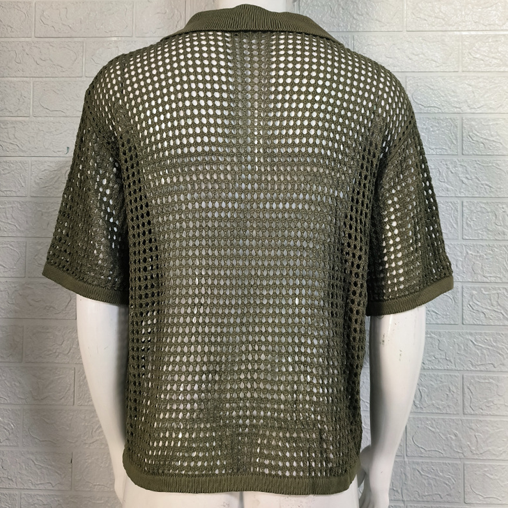 2024 Herren-Revers-Strickpullover mit kurzen Ärmeln