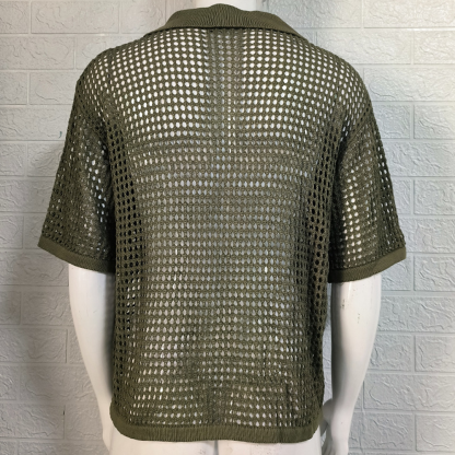 2024 Herren-Revers-Strickpullover mit kurzen Ärmeln
