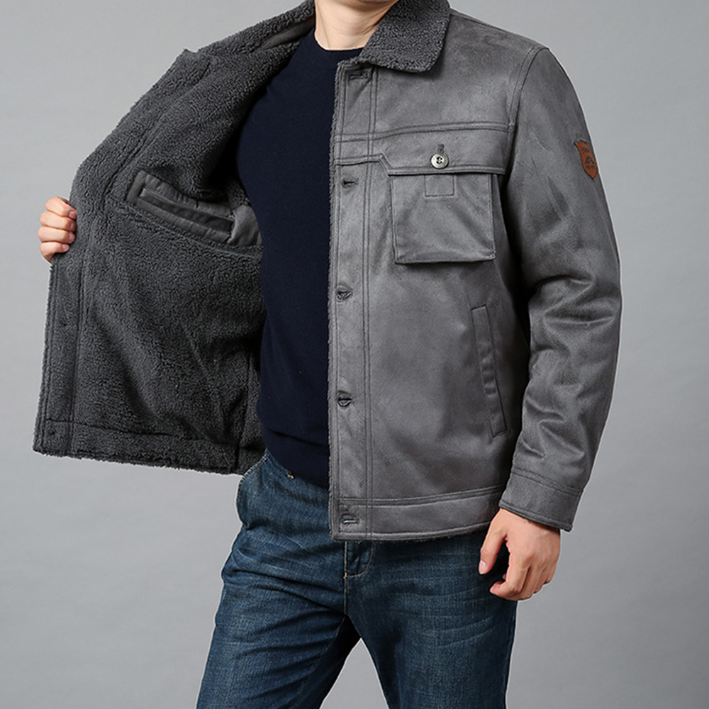  Herren-Winterjacke aus Plüsch-Wildleder