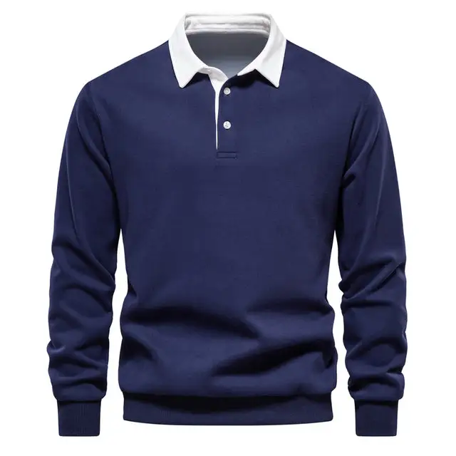 Neues Langarm-Revers-Poloshirt für Herren
