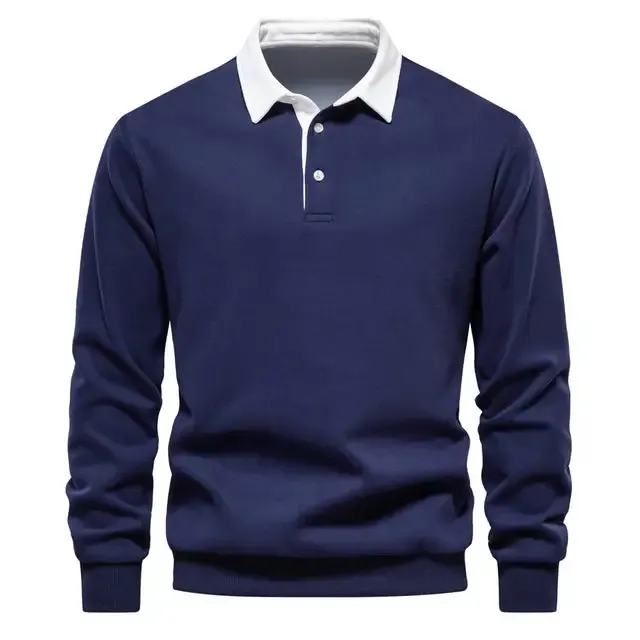 Neues Langarm-Revers-Poloshirt für Herren