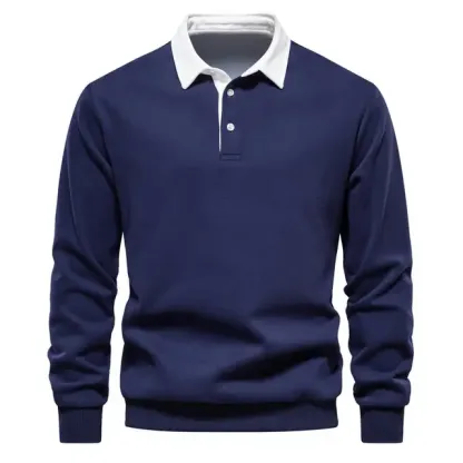 Neues Langarm-Revers-Poloshirt für Herren