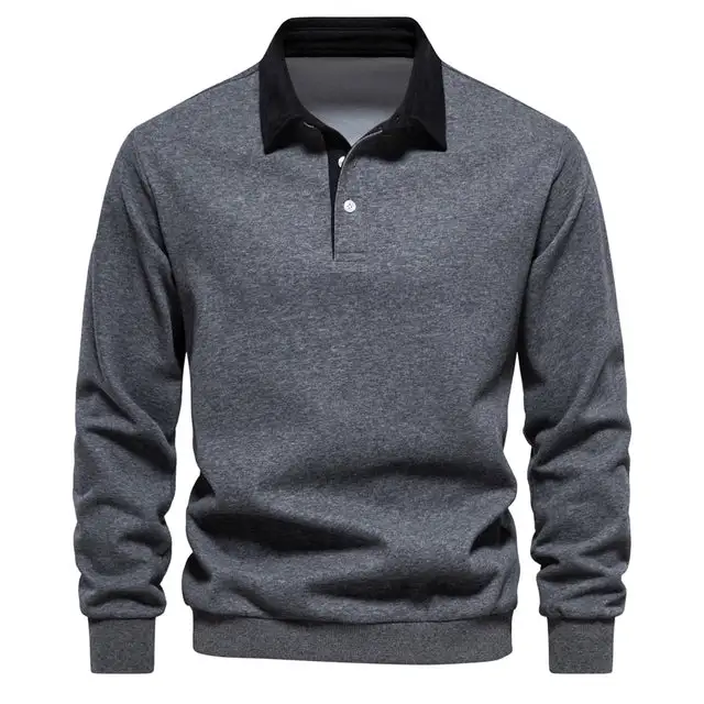Neues Langarm-Revers-Poloshirt für Herren