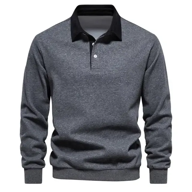 Neues Langarm-Revers-Poloshirt für Herren