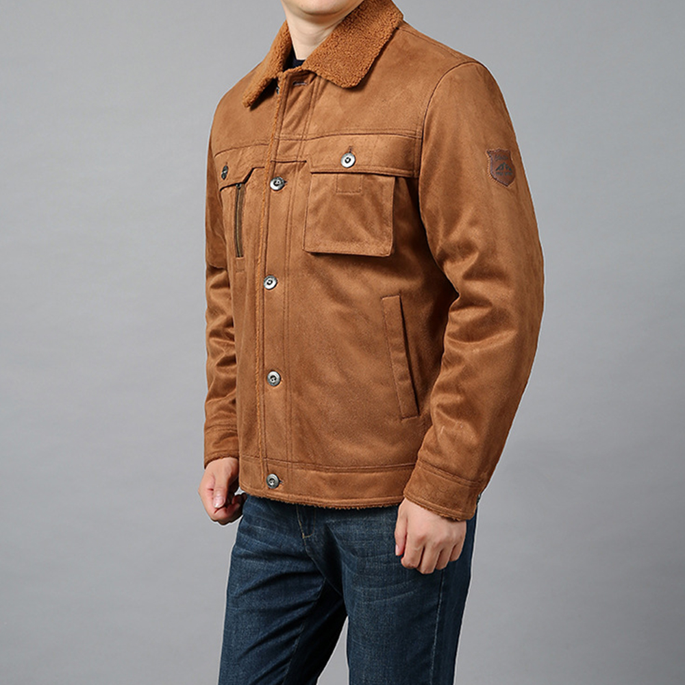  Herren-Winterjacke aus Plüsch-Wildleder