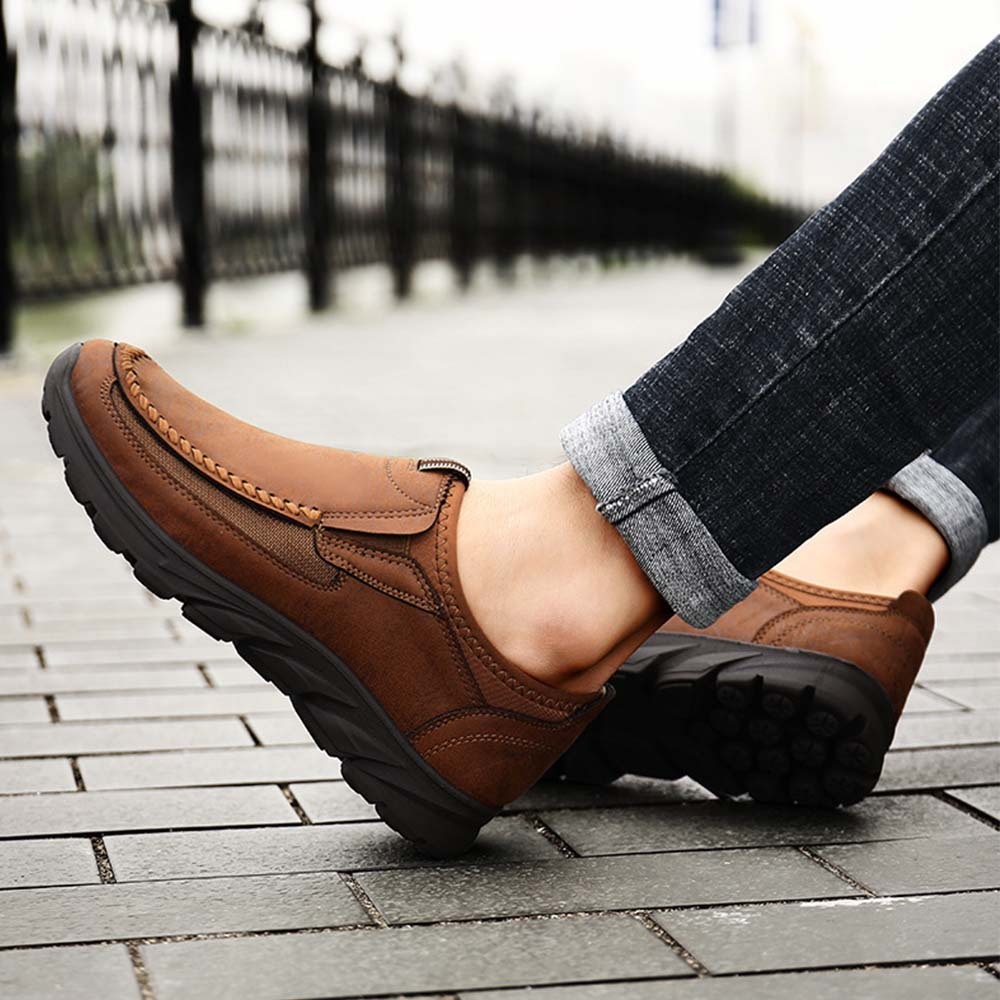 Lässige, atmungsaktive Herren-Loafer aus Leder