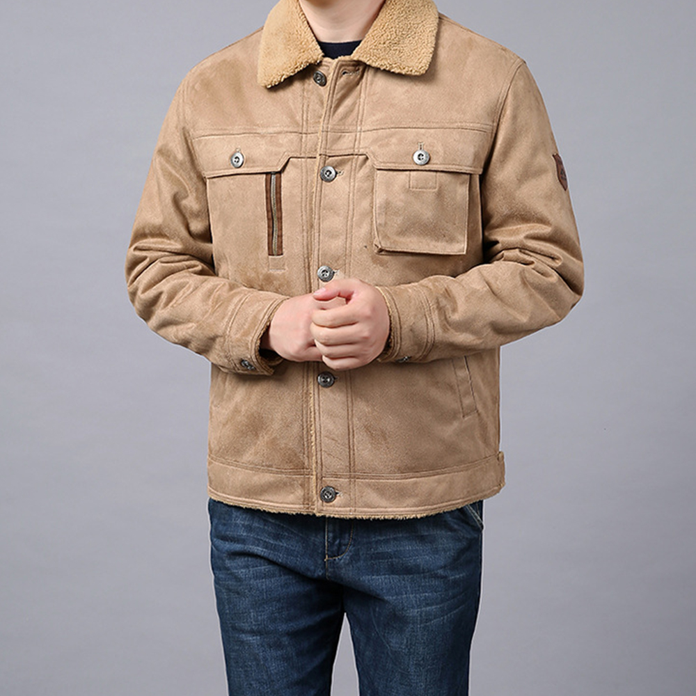  Herren-Winterjacke aus Plüsch-Wildleder