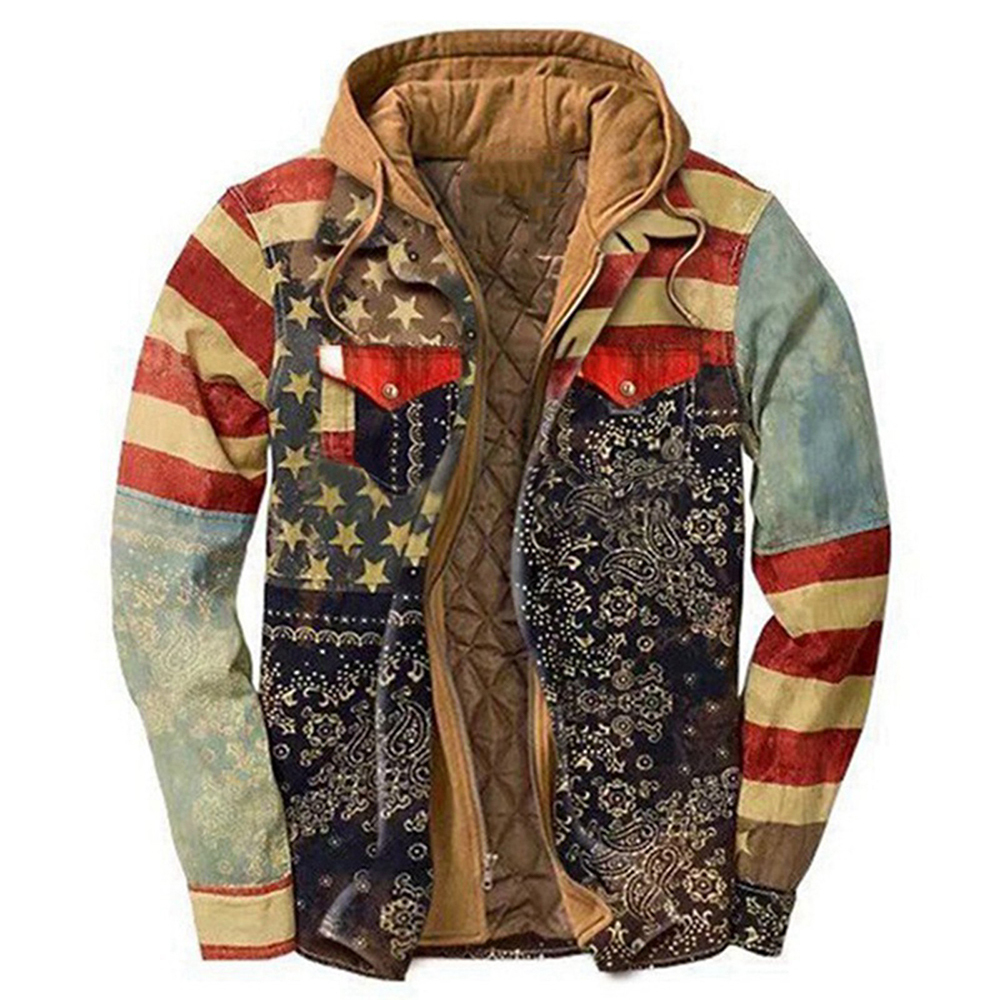 Herrenjacke voller Persönlichkeit aus Fleece und dickem Farbmuster mit Karomuster