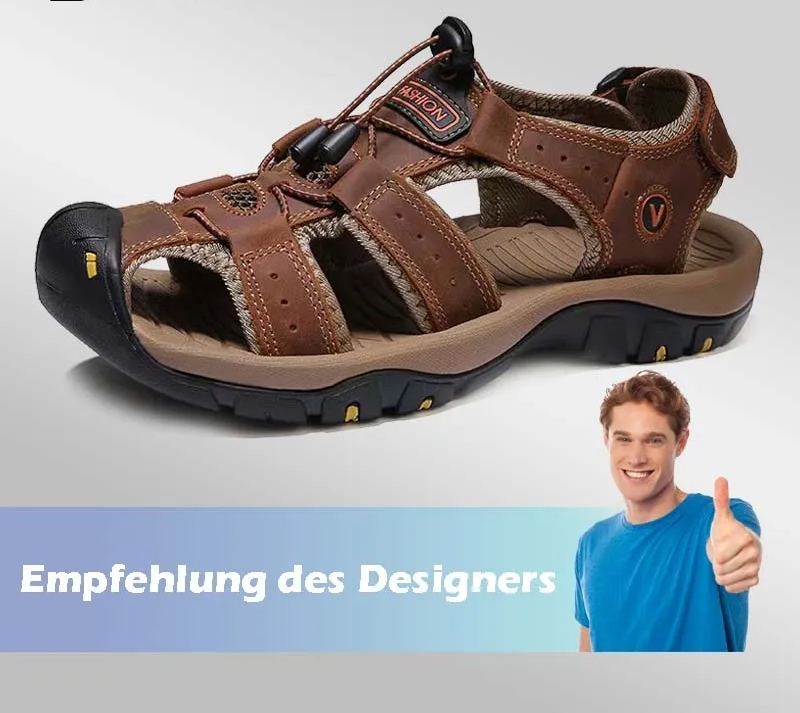 🔥Sommer heißer Verkauf🔥Sommer Herren Outdoor Strand Klettverschluss Leder Atmungsaktive Freizeitsandalen W074 (Kaufe 2 Paar, Versandkostenfrei)