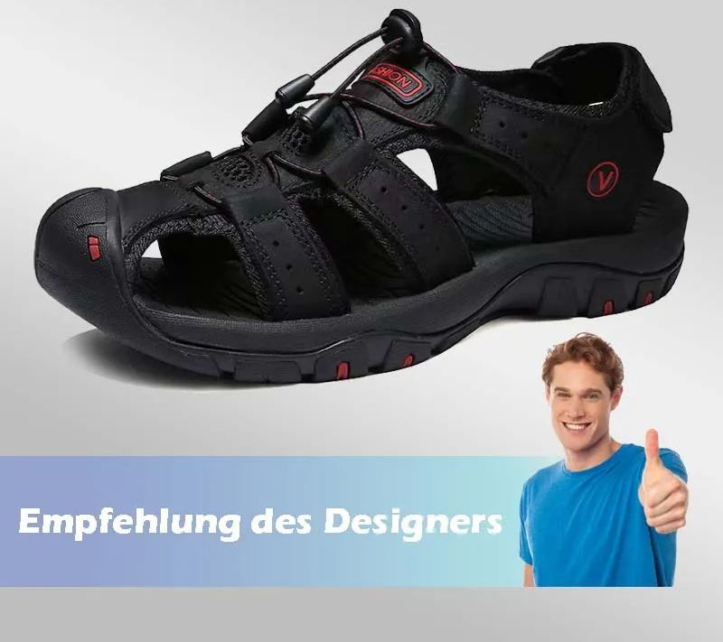 🔥Sommer heißer Verkauf🔥Sommer Herren Outdoor Strand Klettverschluss Leder Atmungsaktive Freizeitsandalen W074 (Kaufe 2 Paar, Versandkostenfrei)