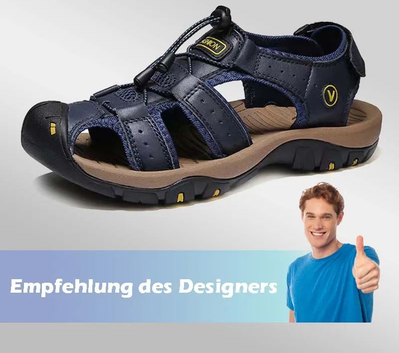 🔥Sommer heißer Verkauf🔥Sommer Herren Outdoor Strand Klettverschluss Leder Atmungsaktive Freizeitsandalen W074 (Kaufe 2 Paar, Versandkostenfrei)