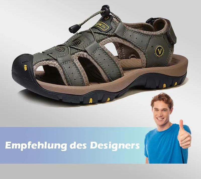 🔥Sommer heißer Verkauf🔥Sommer Herren Outdoor Strand Klettverschluss Leder Atmungsaktive Freizeitsandalen W074 (Kaufe 2 Paar, Versandkostenfrei)