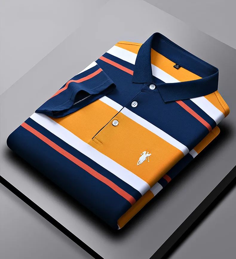 Modisches Herren-Poloshirt mit Bienenstickerei und Kurzen Ärmeln und Revers