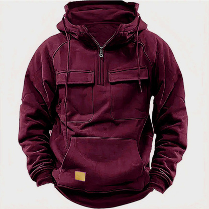 Lässiges Herren-Sweatshirt mit Kapuze und Reißverschluss und doppelter Tasche