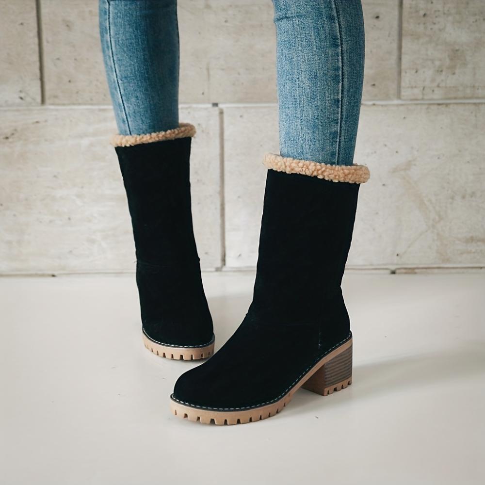 Neue, mit Kaschmir gefütterte, mittelhohe Baumwollstiefel für Damen