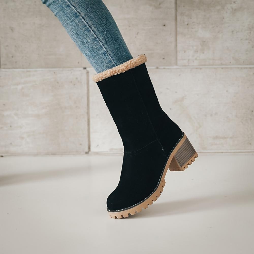 Neue, mit Kaschmir gefütterte, mittelhohe Baumwollstiefel für Damen
