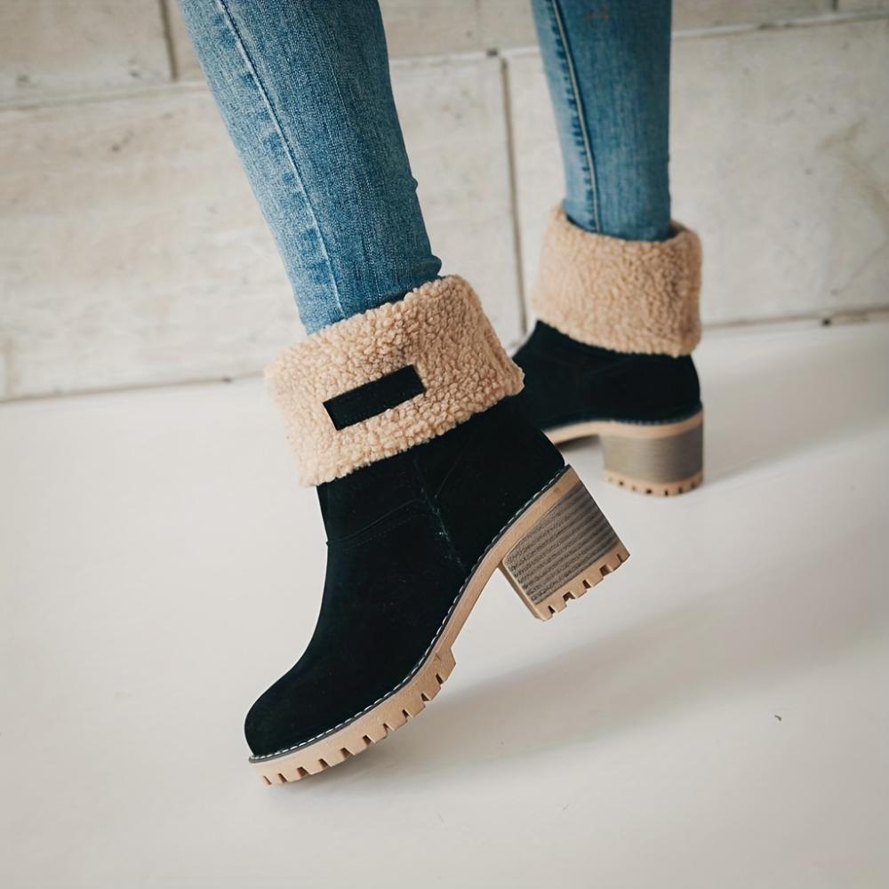 Neue, mit Kaschmir gefütterte, mittelhohe Baumwollstiefel für Damen