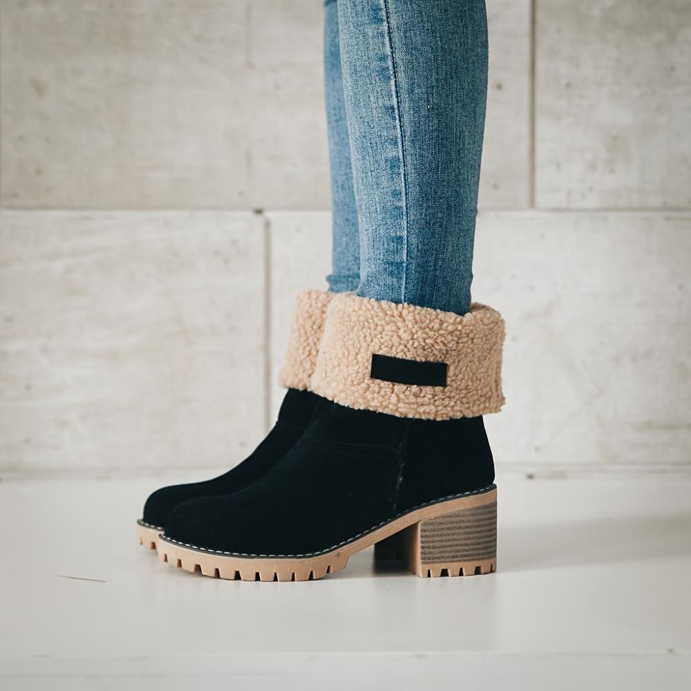 Neue, mit Kaschmir gefütterte, mittelhohe Baumwollstiefel für Damen