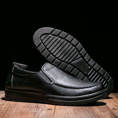 Mens Genuine Leather Casual Comfy Arch Support Slip-On Loafers