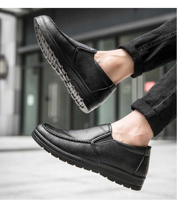 Mens Genuine Leather Casual Comfy Arch Support Slip-On Loafers
