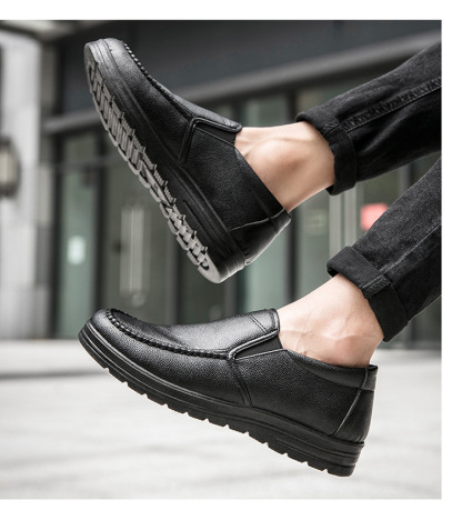 Mens Genuine Leather Casual Comfy Arch Support Slip-On Loafers