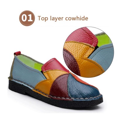 Top layer cowhide -Premium Colorblock Slip-On Work Loafers