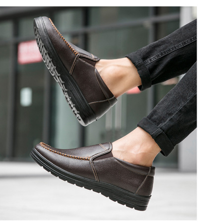 Mens Genuine Leather Casual Comfy Arch Support Slip-On Loafers
