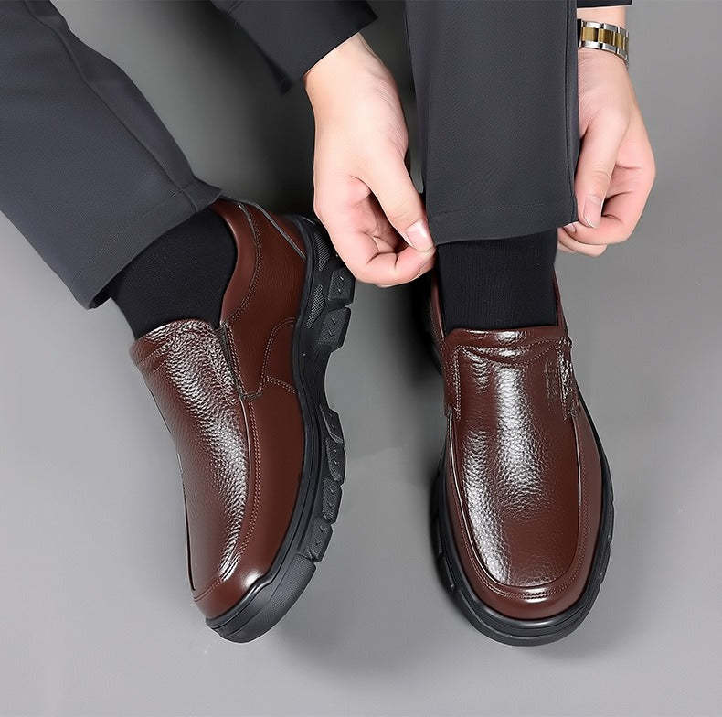 Trongcavalry™ Mens Genuine Leather Casual Comfy Arch Support Slip-On Loafers