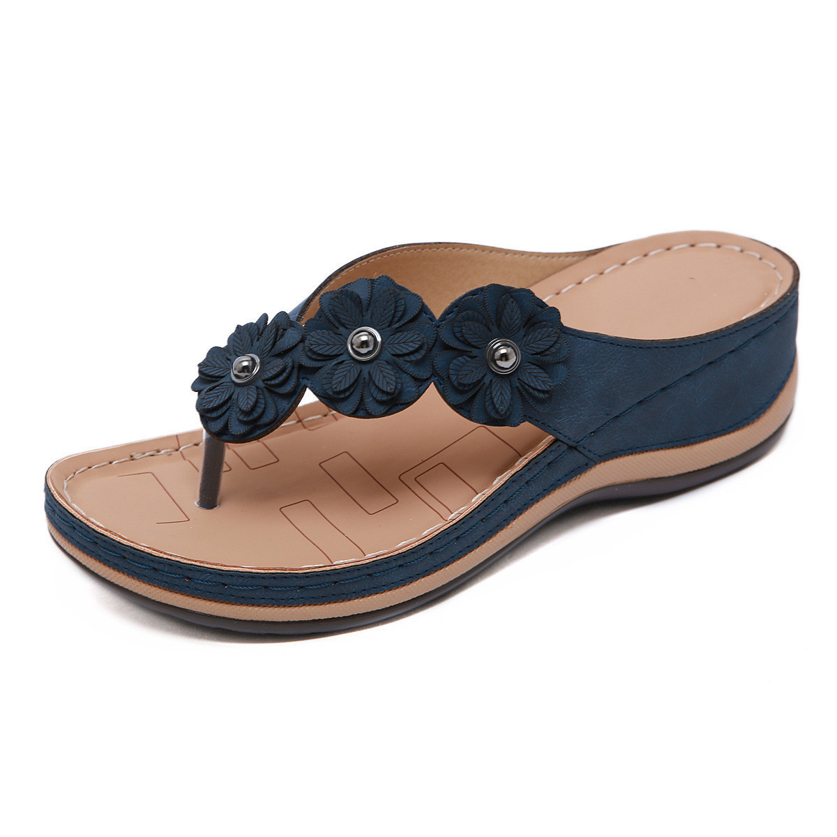 WOMEN'S LIGHTWEIGHT FLOWERS CLIP TOE SANDALS